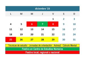 Calendario Diciembre 2023
